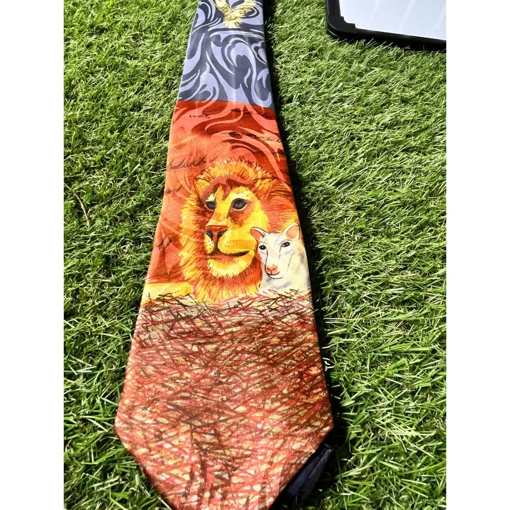 Steven Harris Mens Lion and Lamb Necktie‎ African Jungle Kingdom Wild